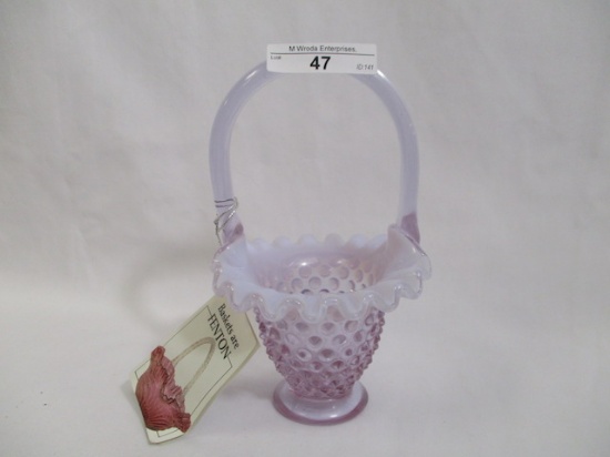 Fenton blue hobnail 5" basket
