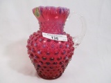 Fenton cranberry opal hobnail syrup pitcher