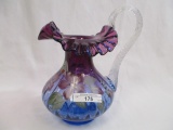 Fenton mulberry decorated pitcher 7