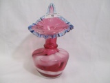 Fenton red white blue JIP vase