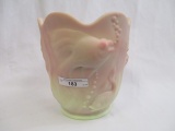 Fenton burmese Goldfish vase