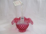 Fenton cranberry opal hobnail basket