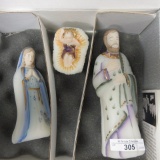 Fenton hand painted Nativity set in box Holy Family