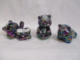 set of 3 Fenton irid bears