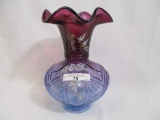 Fenton decorated cranberry vase