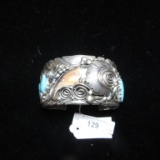 Signed Silver and Turquoise Bear Claw Bracelet