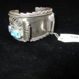 Silver Turquoise Watch Cuff Bracelet