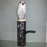Kelsey Murphy Pilgrim Cameo glass Extremely rare snow owl on tree trunk