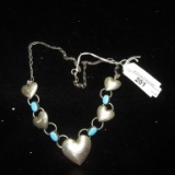 Sterling Heart Turquoise Necklace