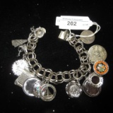 Sterling Silver Charm Bracelet - 13 Charms