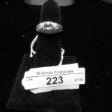 14kt Diamond and Aquamarine Ring size 6.5