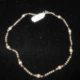 14kt gold and Sterling Amethyst beaded Necklace