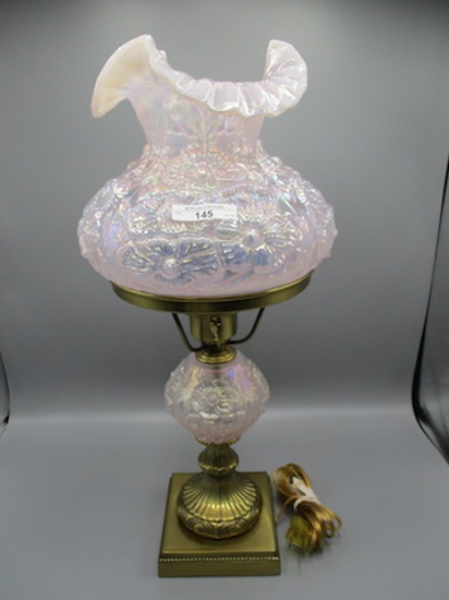 19" Fenton Pink Chiffon Poppy Lamp