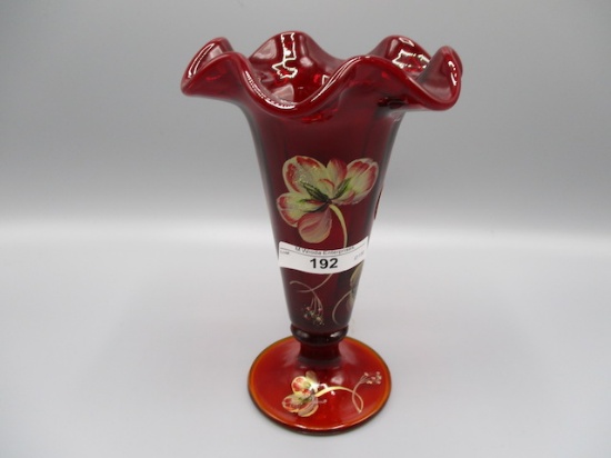 Fenton 8" Hp Red Trumpet Vase