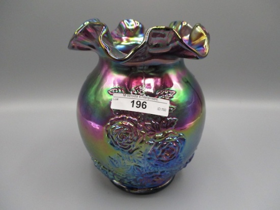 Fenton 7" Purple Contemp Rosebowl w/ Roses