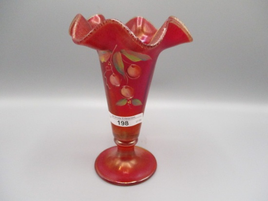 Fenton 7" Red Stretch HP Trumpet Vase