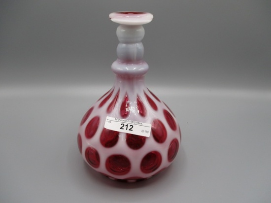 Fenton7" Cranberry Opal Decanter/Vase  Hole in top is too small for a stopp