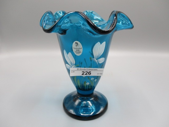 Fenton 7" HP Colonial Blue Vase