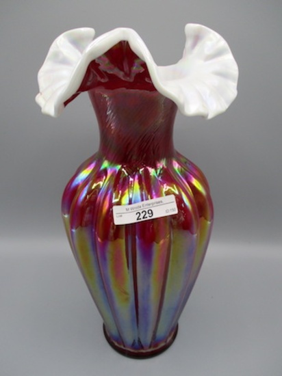 Fenton 11" Red Irid. Cased Melon Vase