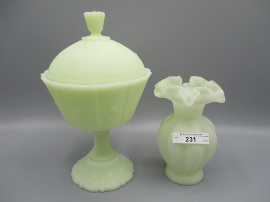 Fenton Custard Covered Candy and 5" Vase