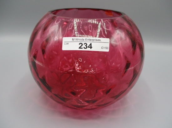Fenton 6" Cranberry Quilted Rosebowl