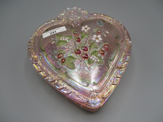 Fenton HP Pink Irid. HP Strawberry Heart Box Museum Collection 2003