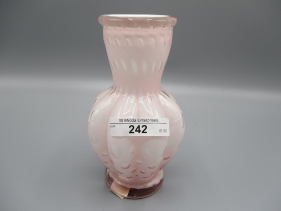 Fenton 6" Pink Bubble Vase cracked Kenworthy Collection