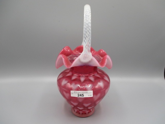 Fenton 9"  Cranberry Opal Heart Basket
