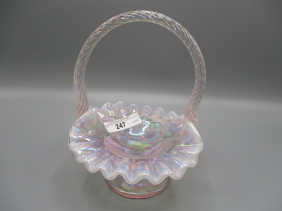 Fenton 6" Pink Opal Inverted Strawberry Basket