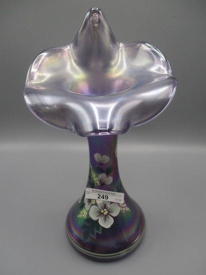Fenton  10" HP Purple Irid JIP Vase