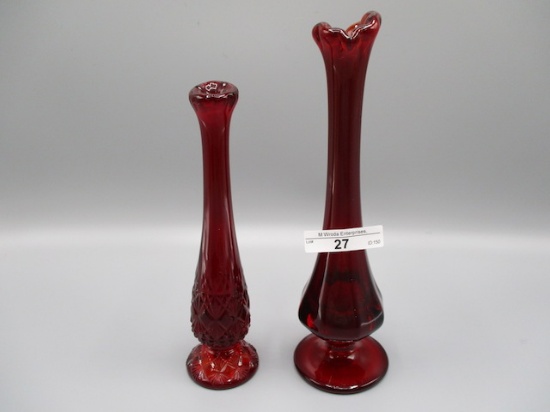 Fenton 6" and 7.5" Red Swung Vase