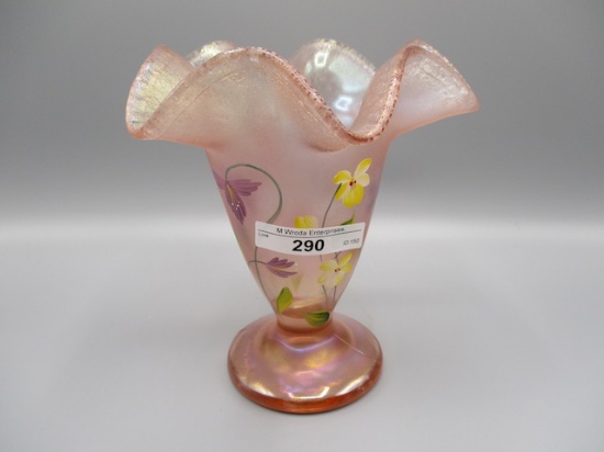 Fenton 6" HP Pink Stretch Trumpet Vase