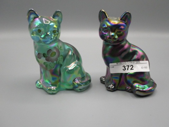 Fenton Green HP Sitting Cat and Carnival Sittin Cat