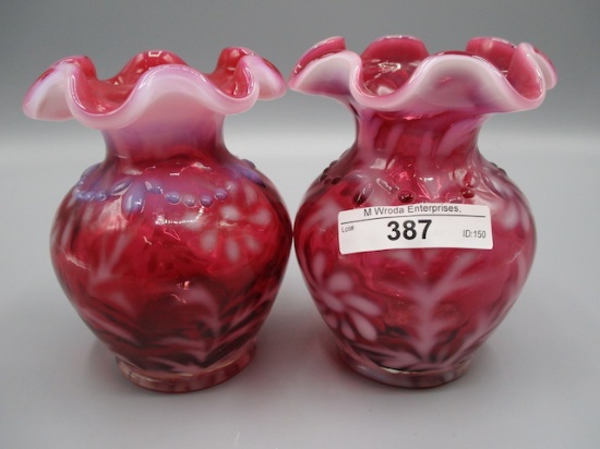 2 Fenton 5" Daisy and Fern Vases