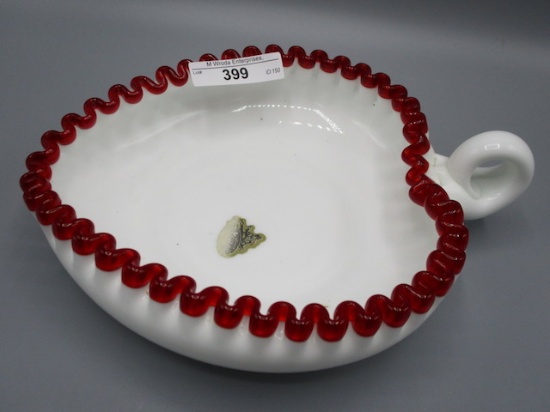 Fenton 7" Red Crested Heart shaped Nappy