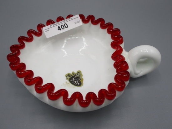 Fenton 5" Red Crested Heart shaped Nappy