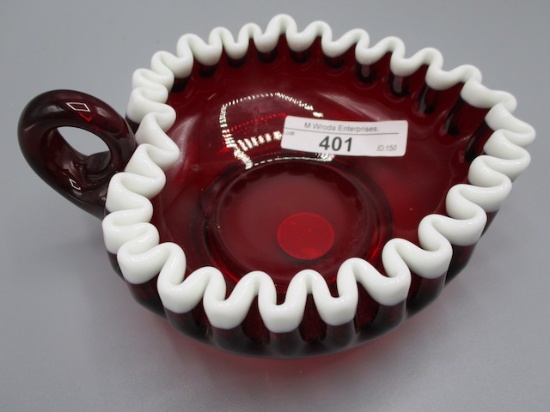 Fenton 5" Snow Crested  Red Heart Shaped Nappy