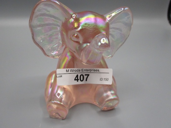 Fenton Pink Irid. Sitting Elephant