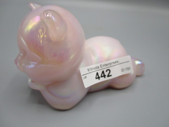 Fenton Pink Irid. Lounging Bear