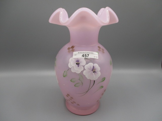 Fenton 8" HP Pink Opal Vase
