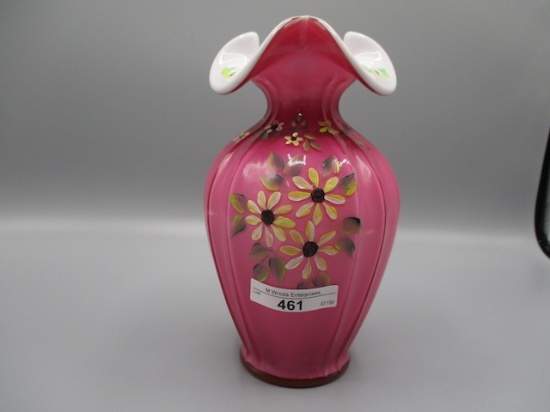 Fenton 7.5"Rose Cased HP Vase - Ann Fenton OOAK 2018