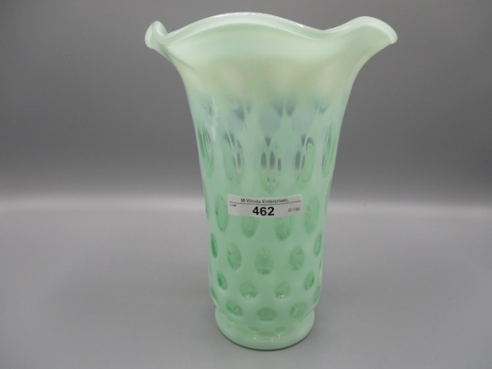 Fenton 8" Green Opal Coin Dot Vase