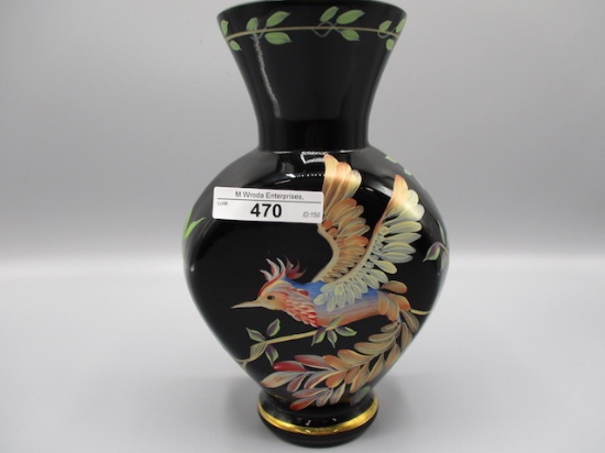 Fenton7.5" HP Ebony Vase Centennnial Collection