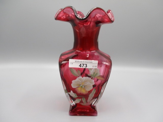 Fenton 9.5" HP Cranberry Vase