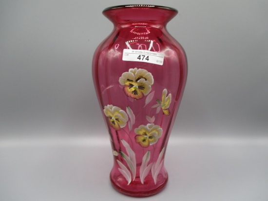 Fenton 7.5" HP Cranberry Vase
