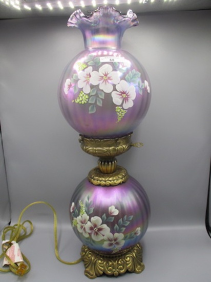 18" HP Purple Ribbed GWTW LAmp