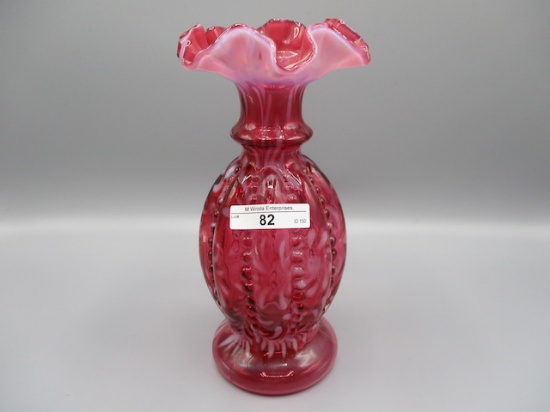 Fenton8.5" Cranberry Opal Daisy and Fern Vase