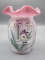 Fenton satin rosalene hand painted daffodil vase