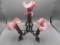 AWESOME art glass 4 lily Pulled Feather epergne- I cannot belive this is no