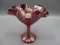 Fenton ruffled red carnival compote